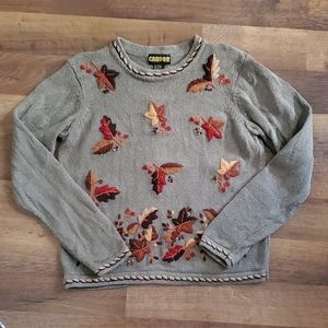 Vintage 90's Candor Embroidered Fall sweater EUC